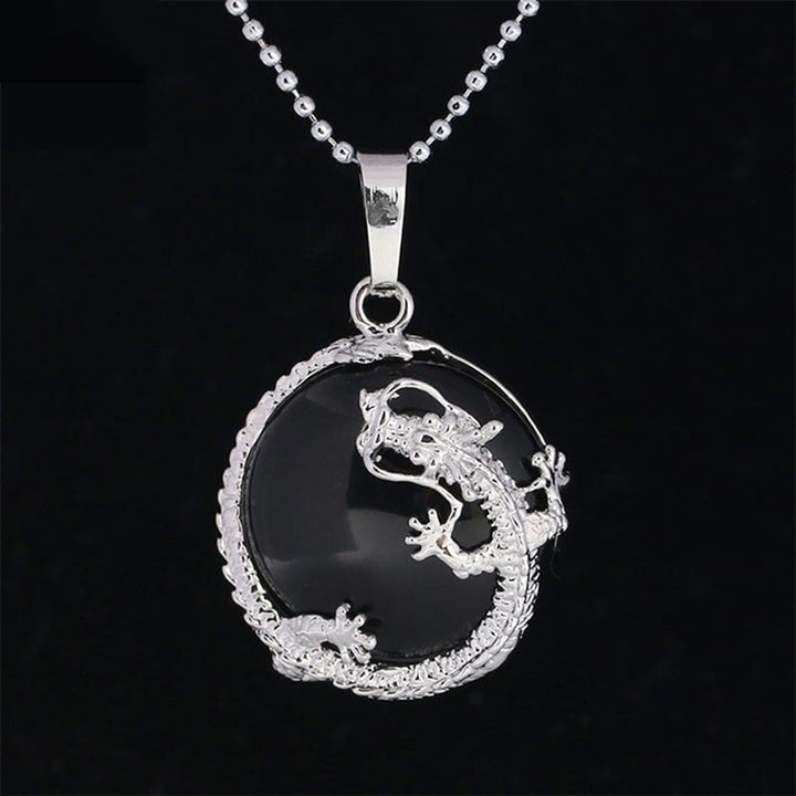 Buddha Stones Chinese Dragon Natural Quartz Crystal Healing Energy Necklace Pendant - Black Onyx - image 15