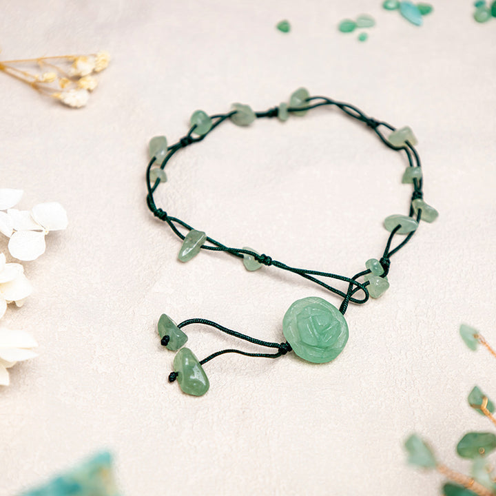 Buddha Stones Amethyst Pink Crystal Green Aventurine Rose Inner Peace Healing Anklet - image 14