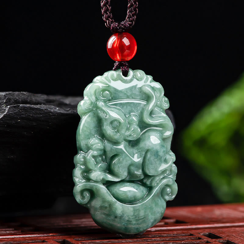 Buddha Stones Natural Jade 12 Chinese Zodiac Prosperity Necklace Pendant - image 10