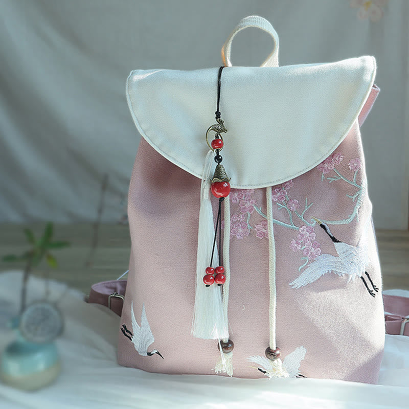 Buddha Stones Handmade Embroidered Large Capacity Canvas Backpack - image 31