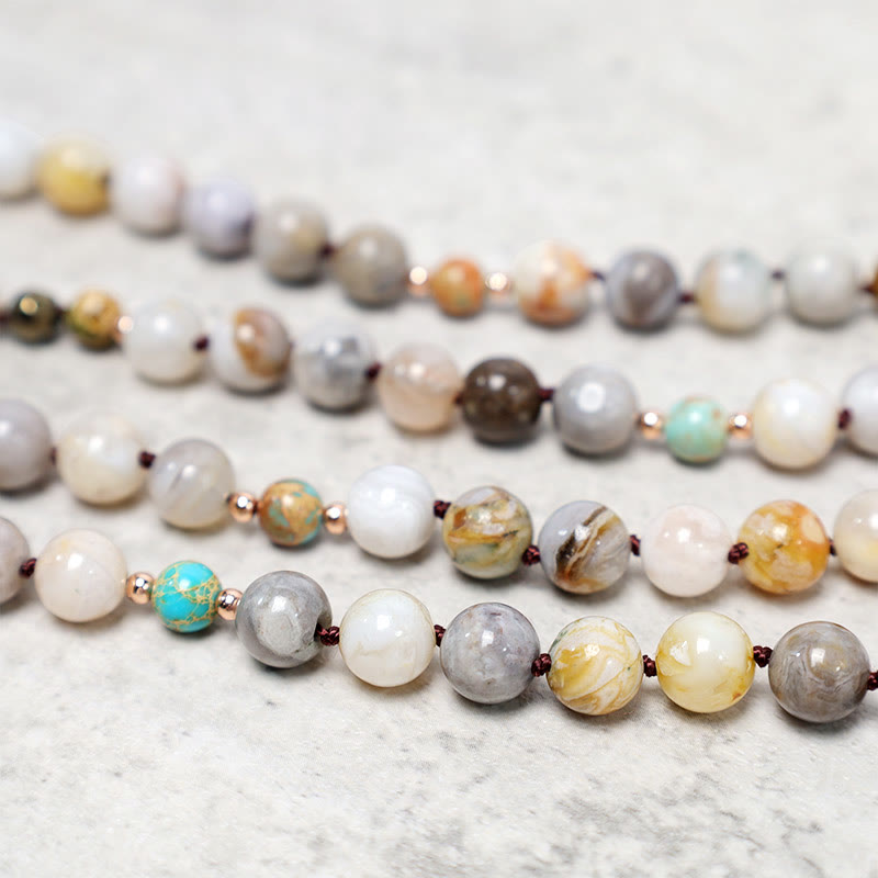 Buddha Stones Natural Ocean Picasso Jasper Beaded Healing Neckace