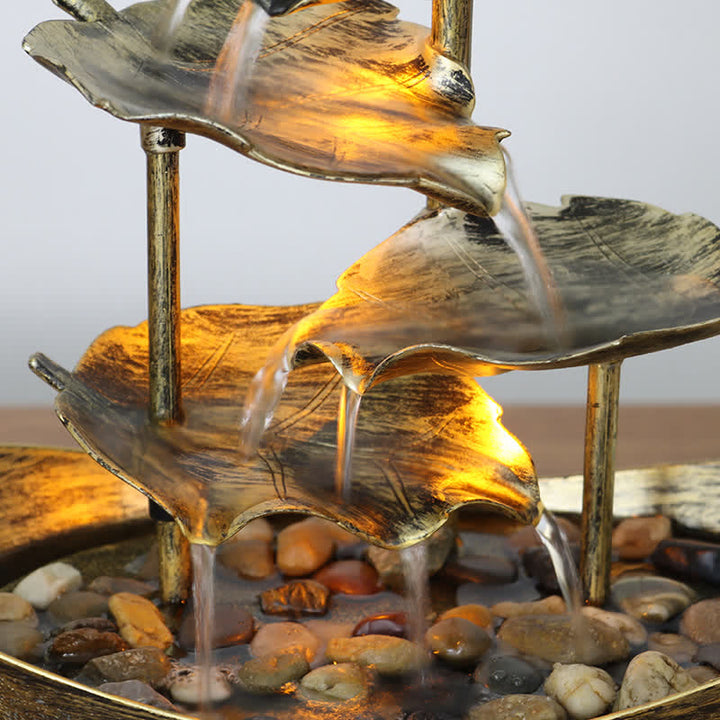 Buddha Stones Lotus Leaf Shaped Waterfall Fountain Tabletop Ornaments With LED Light Home Office Desktop Decoration - image 9