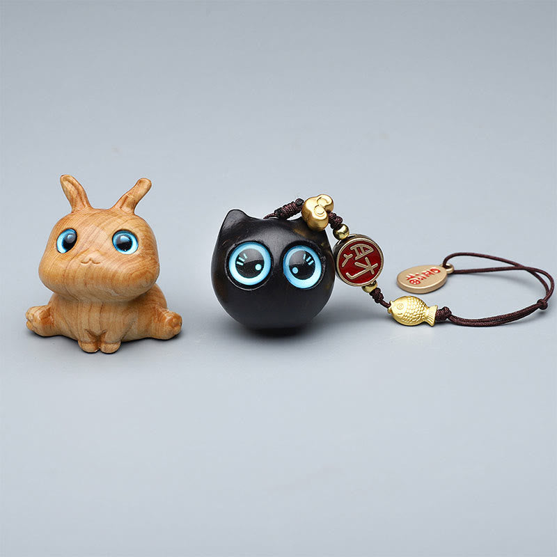 Buddha Stones Thuja Sutchuenensis Green Sandalwood Boxwood Mini Cute Animal Rabbit Cat Deer Whale Prosperity Phone Hanging Decorations - image 1