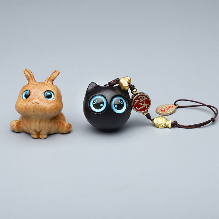 Buddha Stones Thuja Sutchuenensis Green Sandalwood Boxwood Mini Cute Animal Rabbit Cat Deer Whale Prosperity Phone Hanging Decorations - image 1