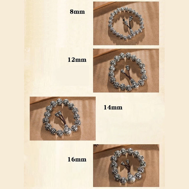 Buddha Stones Tibetan Om Mani Padme Hum Carved Alloy Beads Amulet Bracelet - image 9