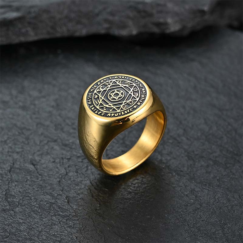 Buddha Stones 12 Constellations of the Zodiac Star of David Protection Ring