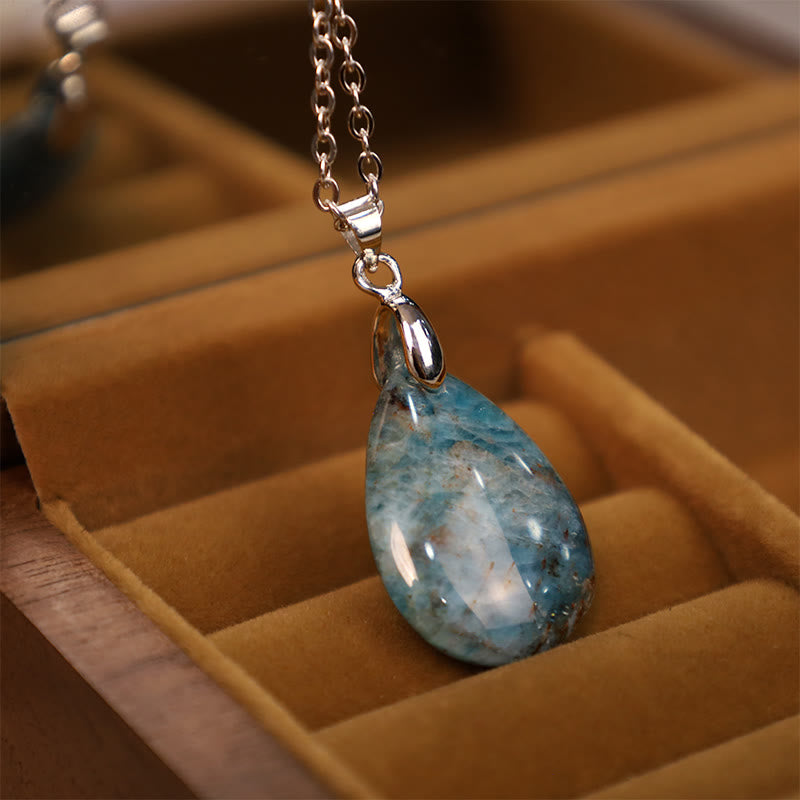 Buddha Stones Natural Crystal Gemstone Water Drop Spiritual Necklace Pendant