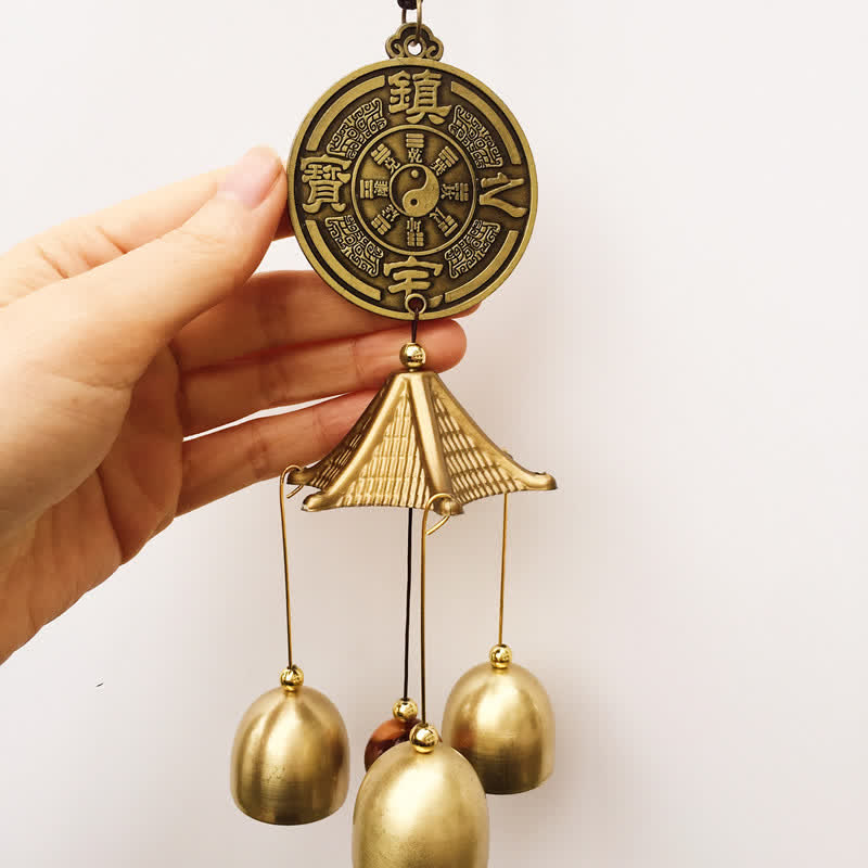 Buddha Stones Blessing Letter Elephant Bagua Auspicious Coin Wall Hanging Chime Bell Handmade Home Decoration - image 7