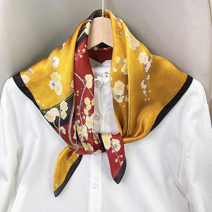 Buddha Stones Pastoral Scene Hot Air Balloon Spring Blossom 100% Mulberry Silk Neck Hair Scarf - image 27