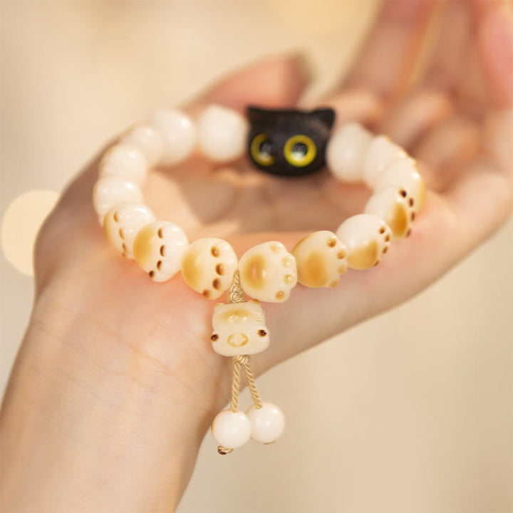 Buddha Stones Natural Bodhi Seed Red Sandalwood Lovely Paw Lucky Cat Peace Bracelet - Bodhi Seed&Tassel (Wrist Circumference 14-16cm) - image 10