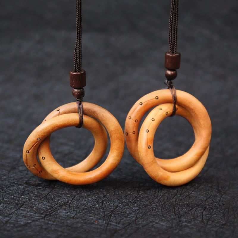 Buddha Stones Jujube Wood Taoist Yin Yang Ring Qiankun Circle Luck Ward Off Evil Spirits Necklace Pendant