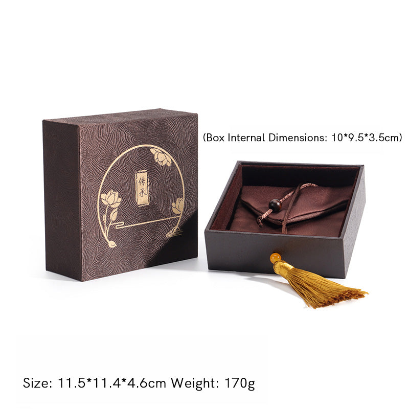 Vintage Lotus Jewelry Storage Box Tassels Gift Box - Brown(11.5*11.4*4.6cm) - image 0