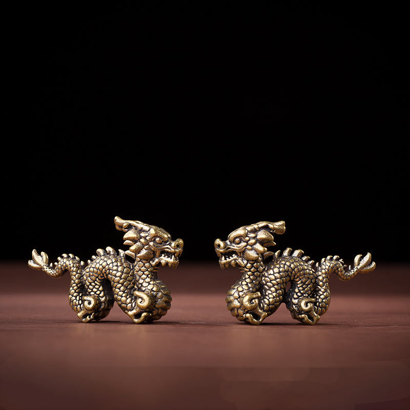 Buddha Stones Year Of The Dragon Small Auspicious Brass Dragon Luck Success Home Decoration - image 5