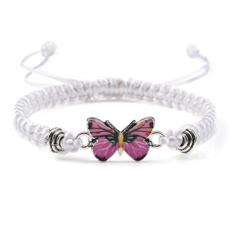 Buddha Stones Butterfly Freedom Love String Charm Bracelet - White-Pink Butterfly - image 31