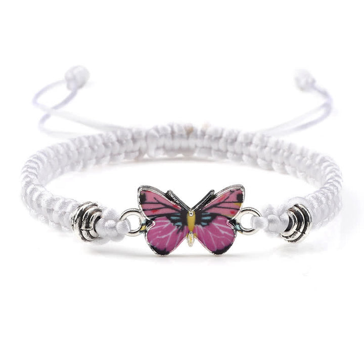 Buddha Stones Butterfly Freedom Love String Charm Bracelet - White-Pink Butterfly - image 31
