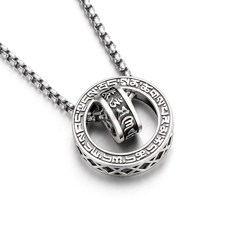 Buddha Stones Tibetan Om Mani Padme Hum Carved Peace Purity Chain Necklace Pendant - image 4