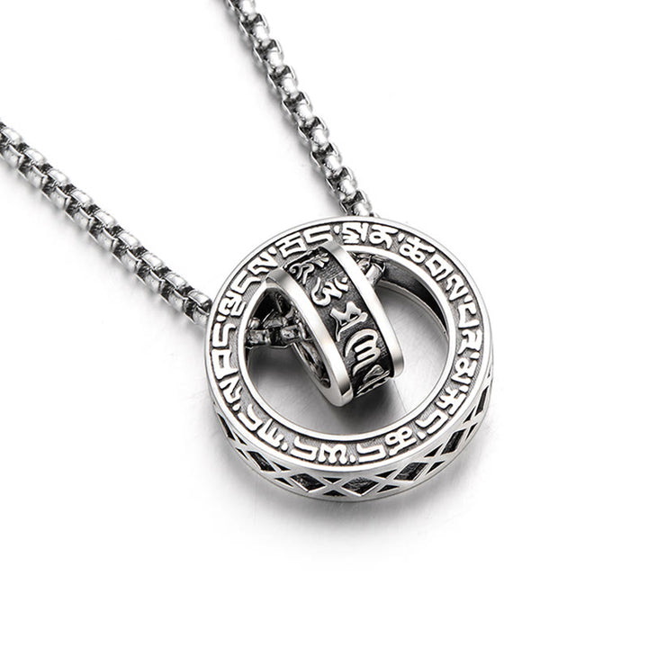 Buddha Stones Tibetan Om Mani Padme Hum Carved Peace Purity Chain Necklace Pendant - image 4