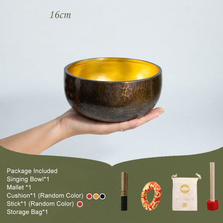Tibetan Meditation Sound Bowl Handcrafted Healing Yoga Mindfulness Singing Bowl Set - 16cm - image 2