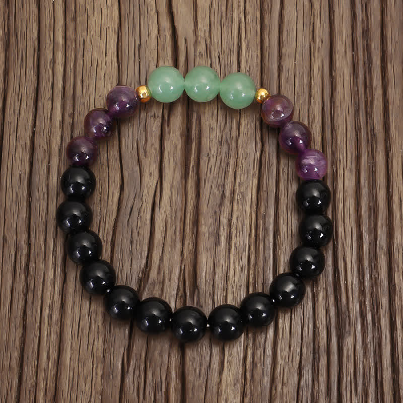 Buddha Stones 108 Mala Beads Amethyst Green Aventurine Lotus Meditation Bracelet - image 10