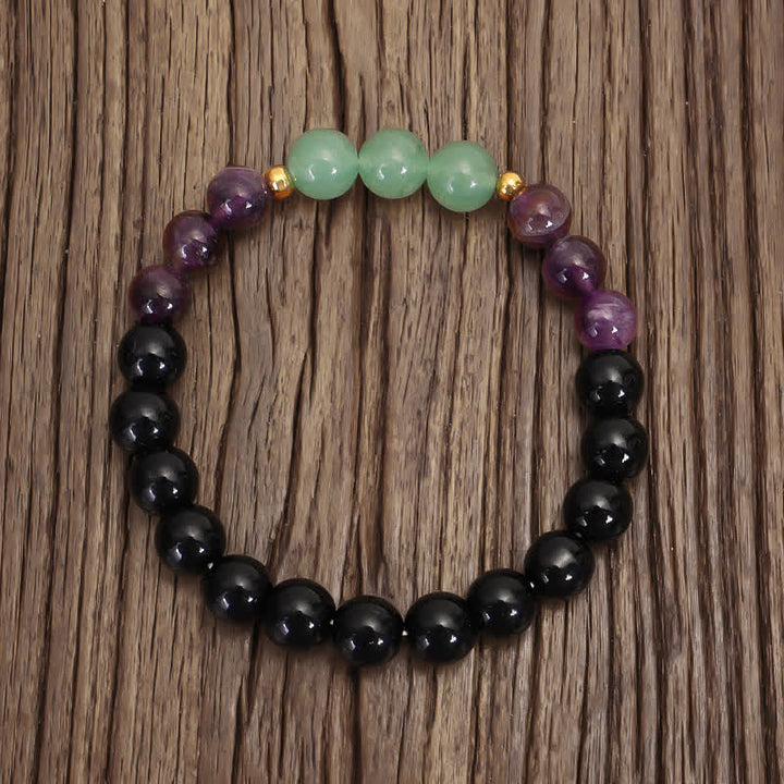 Buddha Stones 108 Mala Beads Amethyst Green Aventurine Lotus Meditation Bracelet - image 5