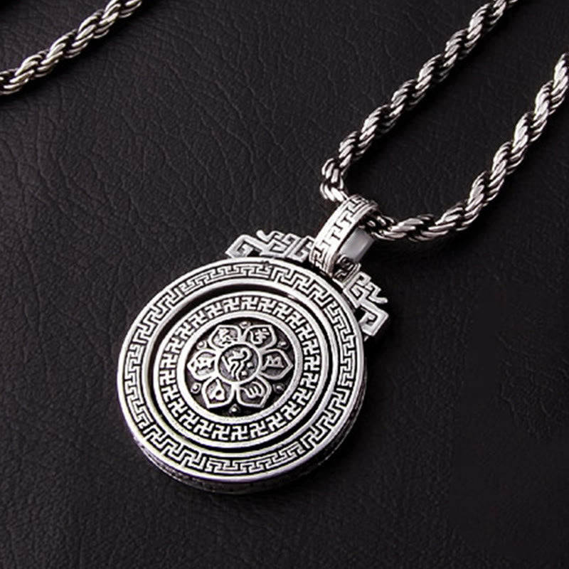 Buddha Stones Tibetan Om Mani Padme Hum Double Dorje Vajra Rotatable Purity Peace Necklace Pendant - image 11
