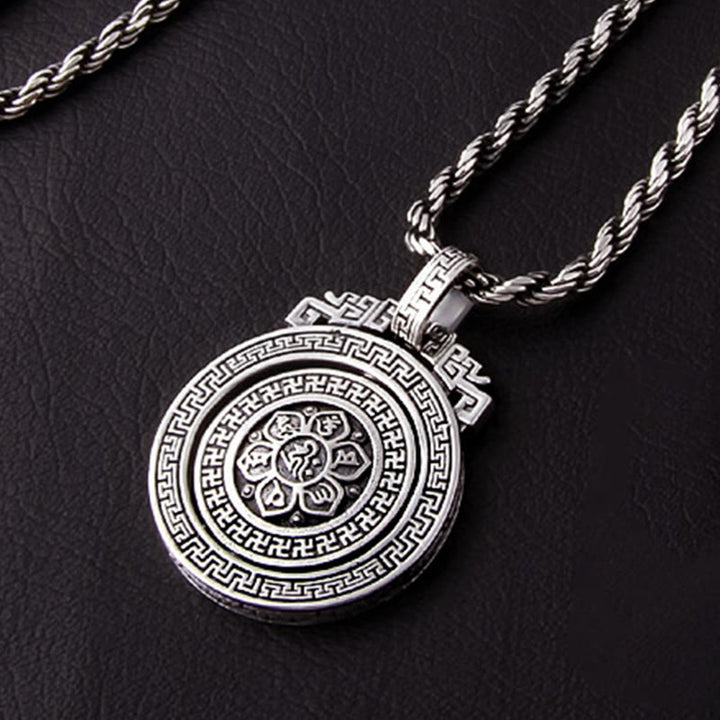 Buddha Stones Tibetan Om Mani Padme Hum Double Dorje Vajra Rotatable Purity Peace Necklace Pendant - image 11