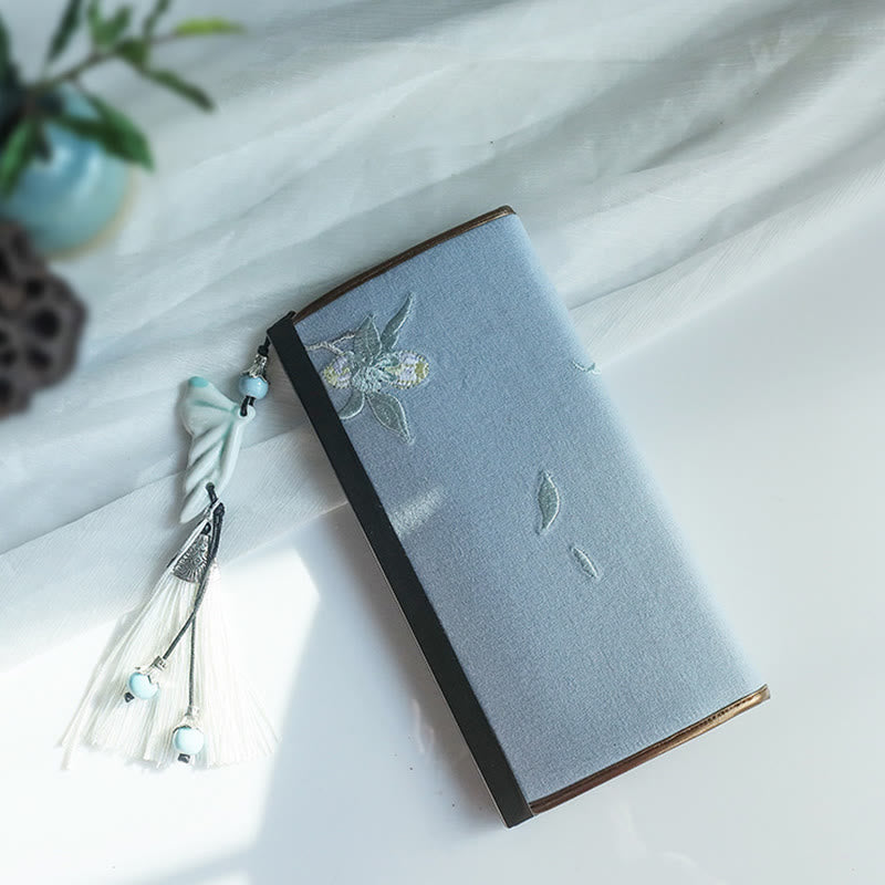 Flower Plum Peach Blossom Bamboo Double-sided Embroidery Large Capacity Cash Holder Wallet Shopping Purse - image 10