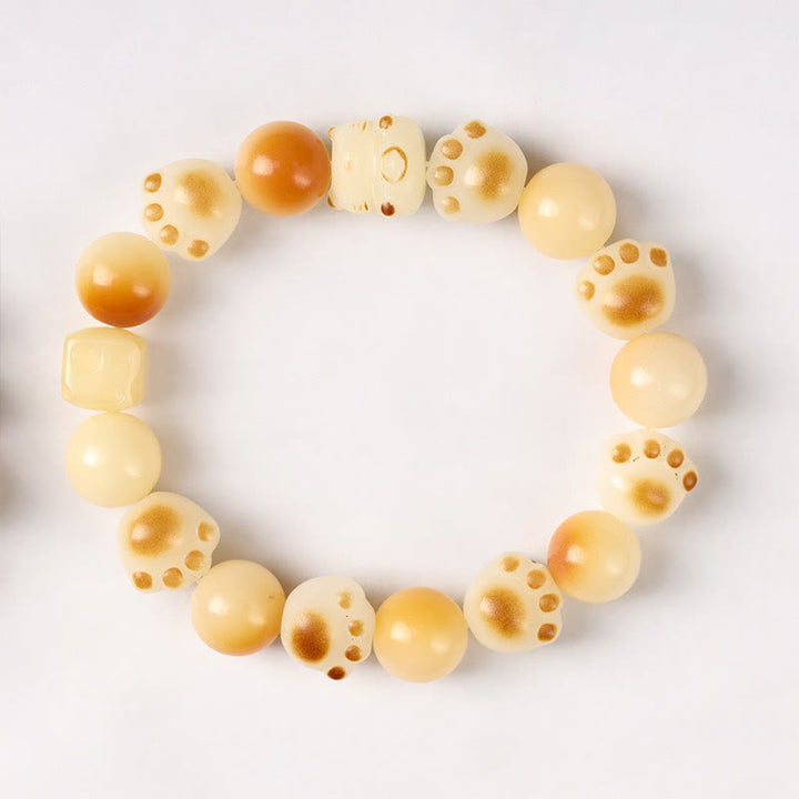 Buddha Stones Natural Bodhi Seed Sandalwood Lucky Cute Cat Head Paw Claw Peace Bracelet - Bodhi Seed Cat Paw(Wrist Circumference 14-17cm) - image 13