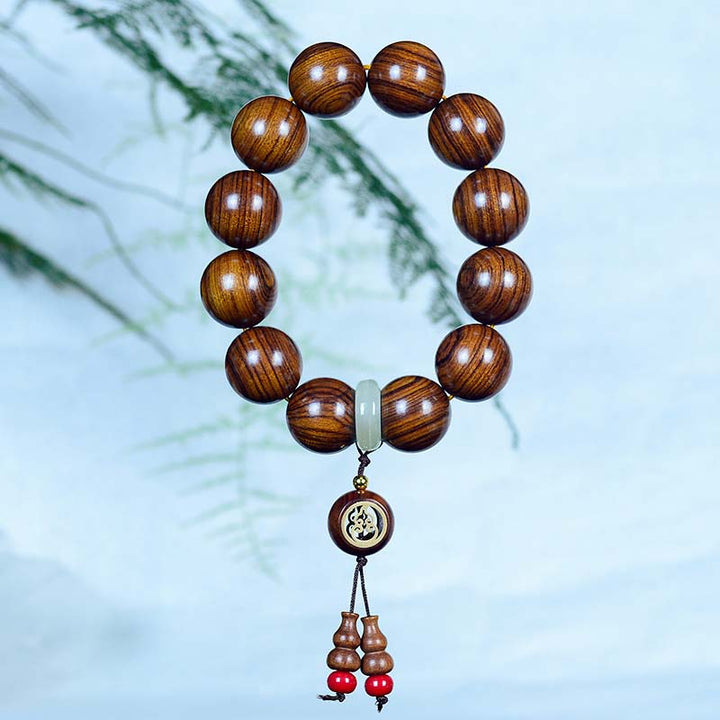 Buddha Stones Rosewood Warmth Calm Gourd Charm Bracelet