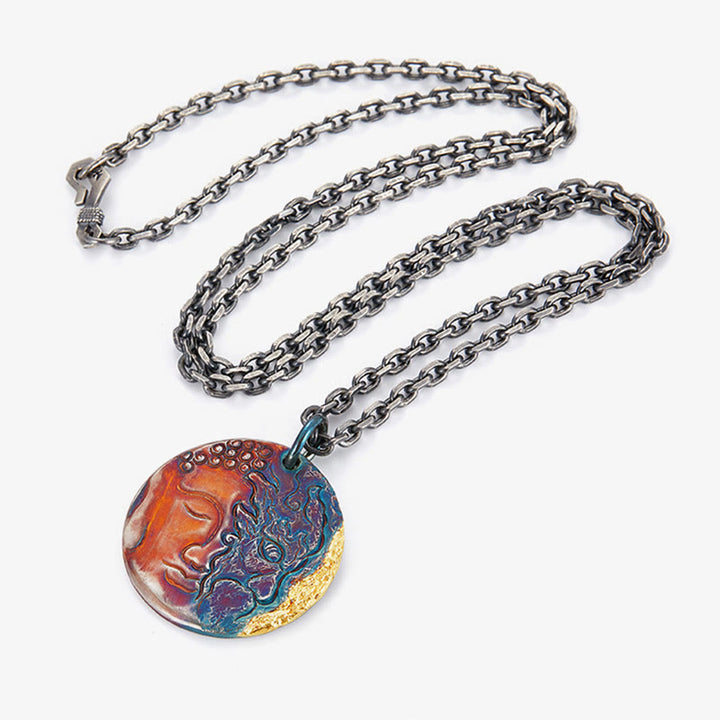 Buddha Stones 999 Sterling Silver 24K Gold Half Demon Half Buddha Compassion Necklace Pendant - image 10