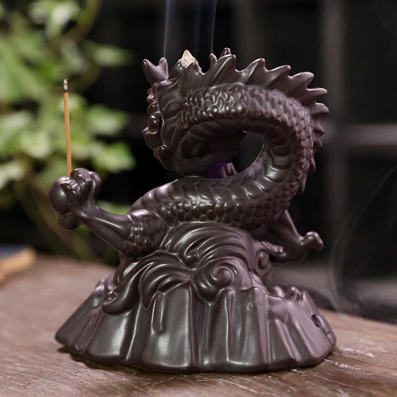 Auspicious Dragon Ceramic Backflow Smoke Fountain Meditation Healing Incense Burner Led Ball Decoration - image 14
