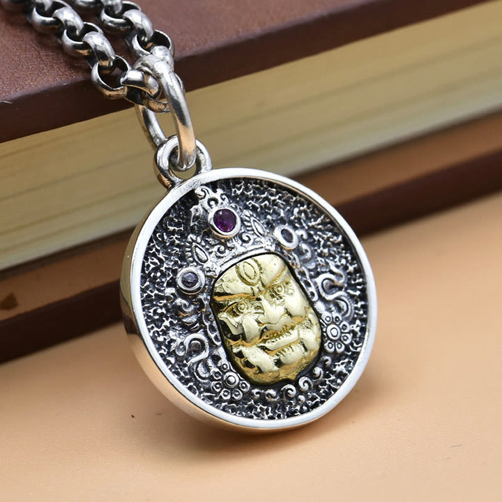 Buddha Stones 925 Sterling Silver Zakiram Goddess of Wealth Dorje Vajra Spiritual Necklace Pendant - image 4