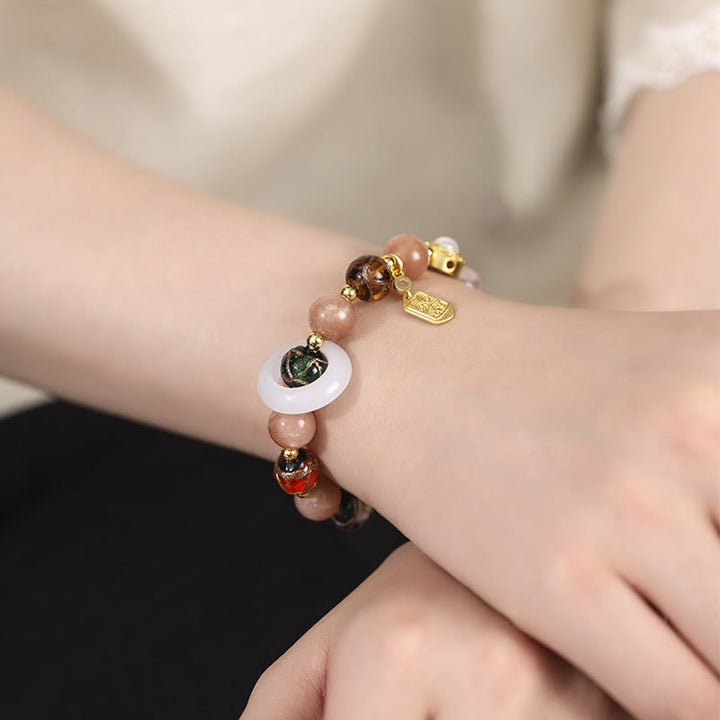 Buddha Stones Tibetan Incense Ash Liuli Glass Tridacna Stone Sun Stone Om Mani Padme Hum Prayer Wheel Charm Bracelet - image 10