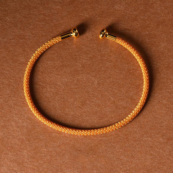 Buddha Stones Simple Design Handmade Luck Braid String Cuff Bracelet - Orange - image 22