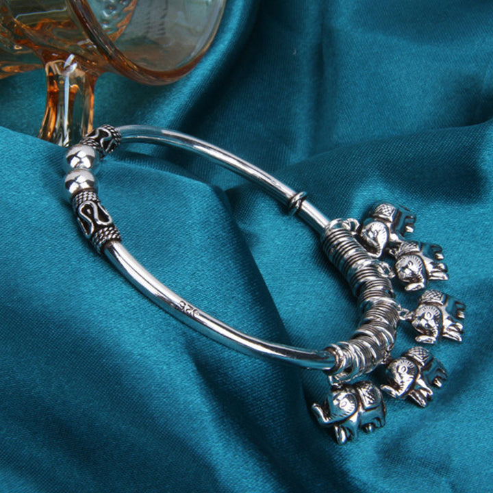 Buddha Stones 925 Sterling Silver Elephant Strength Bracelet Bangle - image 7
