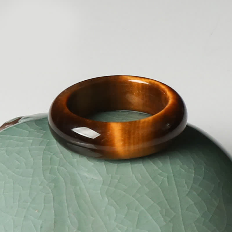 Buddha Stones Tiger Eye Stone Strength Protection Ring - image 8