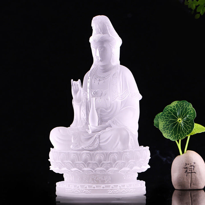 Buddha Stones Kwan Yin Avalokitesvara Handmade Figurine Liuli Crystal Art Piece Wealth Statue Home Offering Decoration - image 6