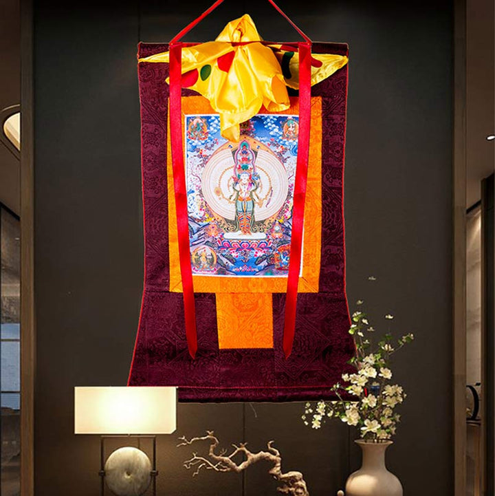 Tibetan Thousand-handed Avalokitesvara Framed Thangka Blessing Decoration - image 1
