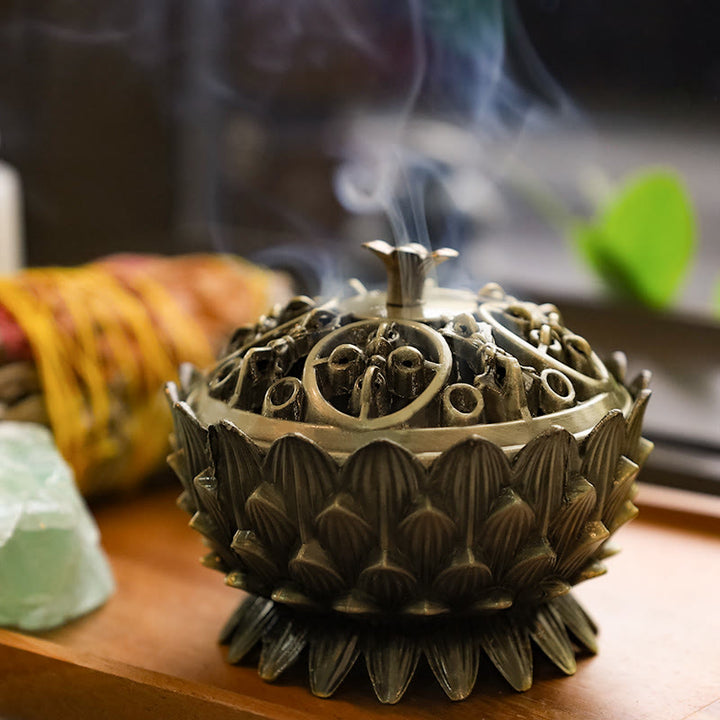 Buddha Stones Tibetan Lotus Shaped Purify Incense Burner - image 7