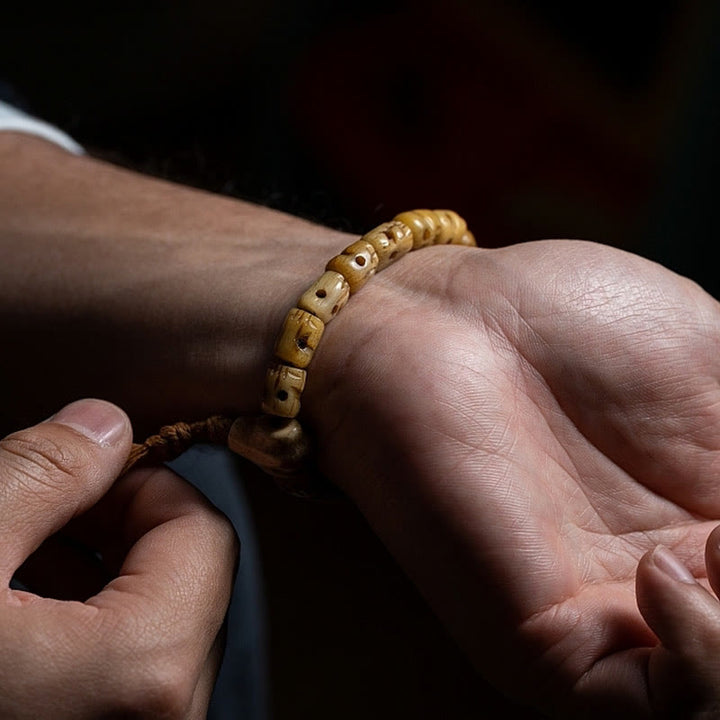 Buddha Stones Tibetan Yak Bone The Lord Of The Corpse Forest Keep Away Evil Spirits Bracelet