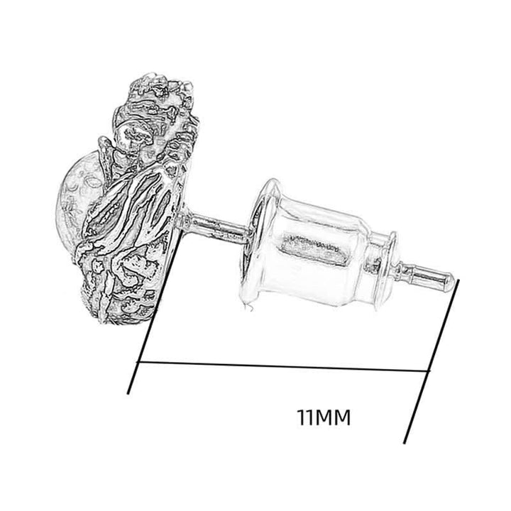 925 Sterling Silver Natural Amber Dragon Success Protection Stud Earring - image 11