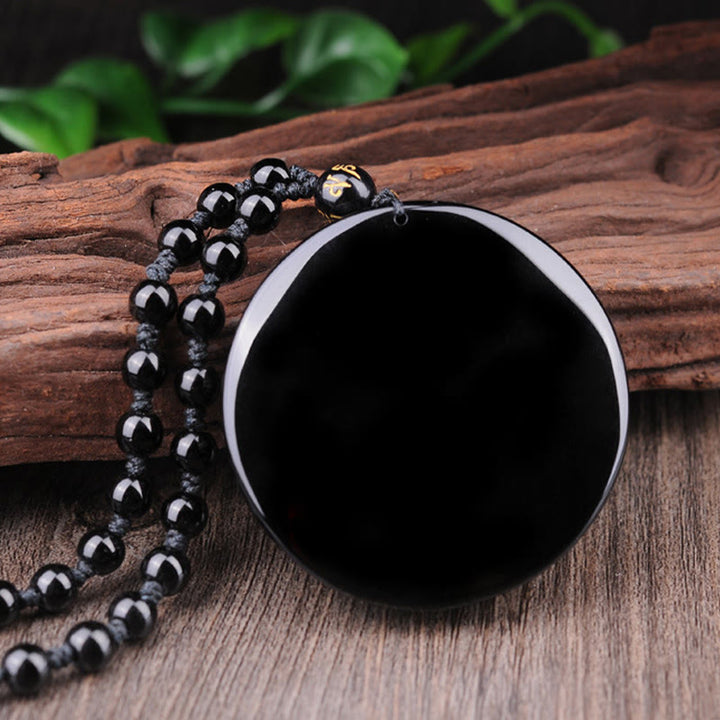 Buddha Stones Bagua Dragon Phoenix Obsidian Fulfilment Pendant Necklace - image 12