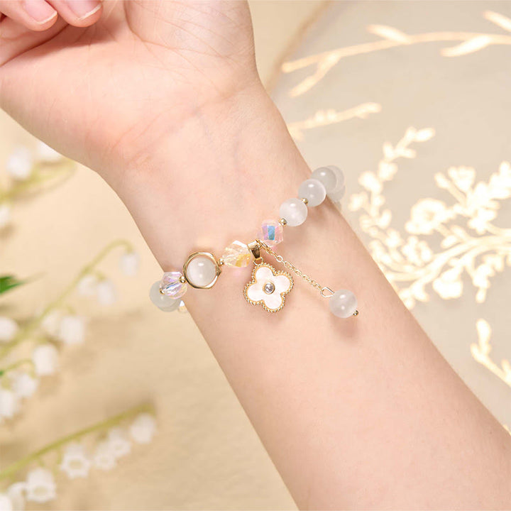 Buddha Stones Cat's Eye Crystal Lucky Clover Star Moon Fish Tail Fox Cat Charm Love Bracelet