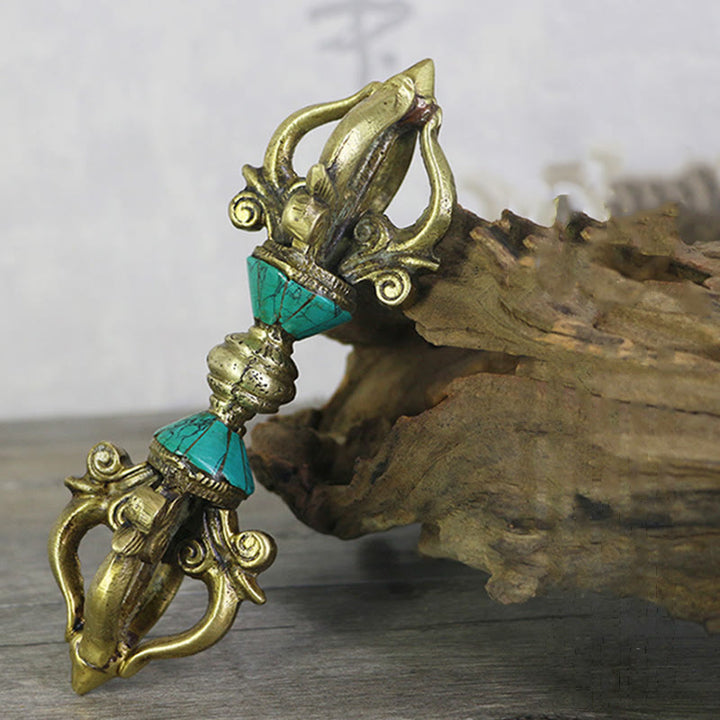 Buddha Stones Tibetan Five Prong Vajra Dorje Handcrafted Nepal Spiritual Power Copper Decoration - image 1