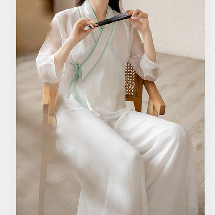 Retro Prayer Zen Spiritual Meditation Practice Chiffon Clothing Women's Set - image 12