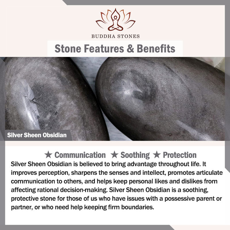 Buddha Stones Natural Silver Sheen Obsidian Nine Tailed Fox Protection Home Decoration