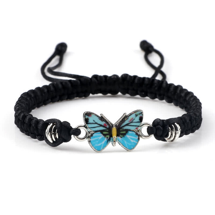 Buddha Stones Butterfly Freedom Love String Charm Bracelet - Black-Blue Butterfly - image 24