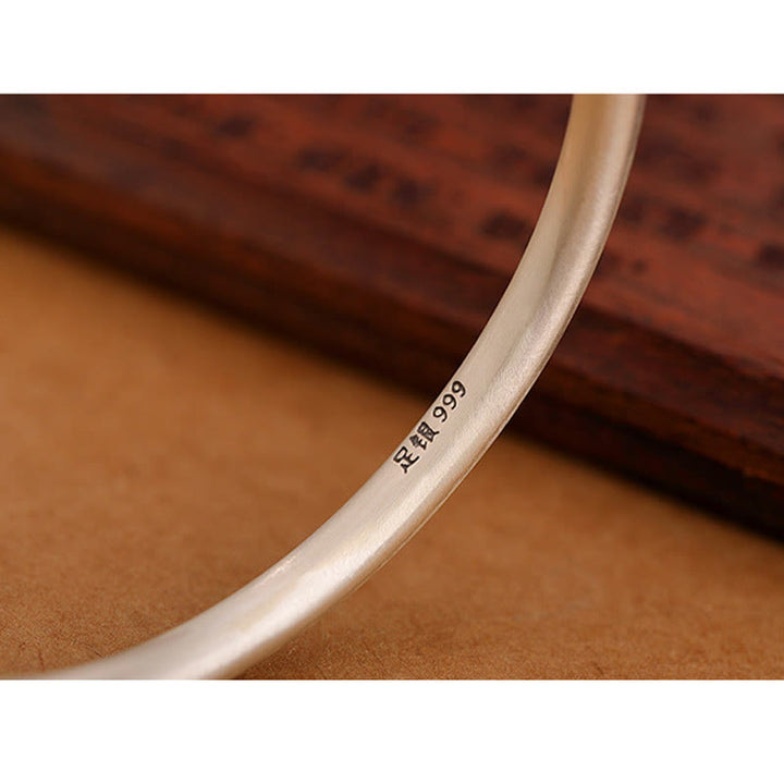 Buddha Stones Vintage 999 Sterling Silver Auspicious Clouds Design Luck Bracelet Bangle - image 6