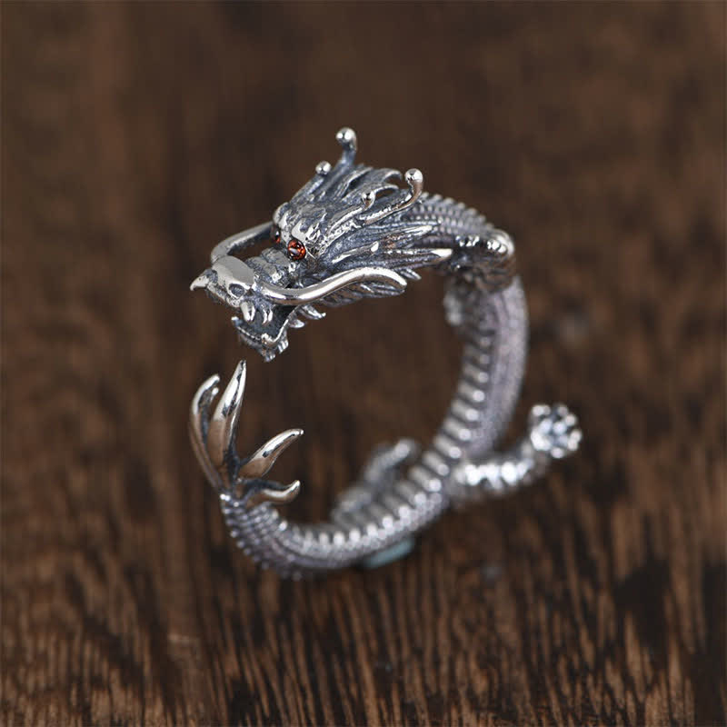 925 Sterling Silver Dragon Luck Protection Ring - Dragon (Protection ♥ Success) - image 0