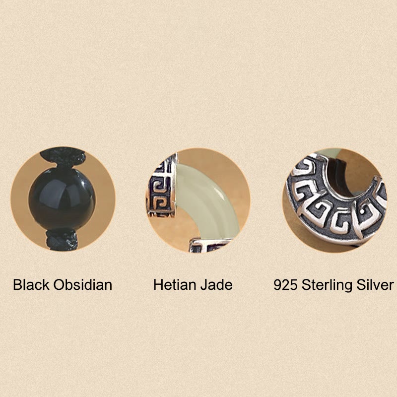 Buddha Stones 925 Sterling Silver Natural Hetian Jade Peace Buckle Prosperity Necklace Pendant - image 8